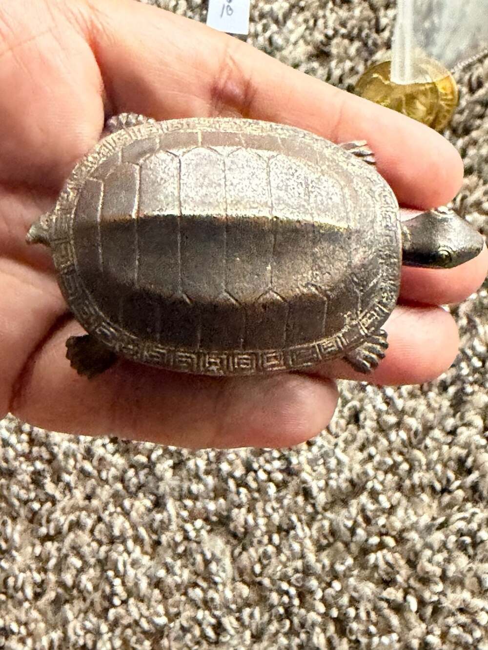 Vintage Hand-Carved Brass Turtle Shape Mechanical Lock